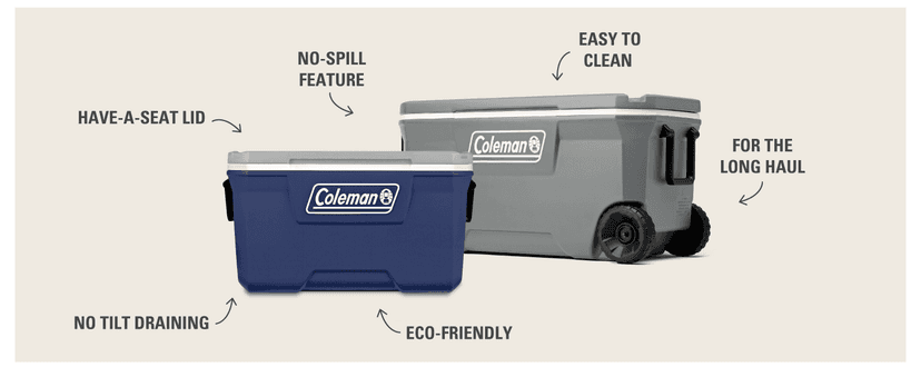 Coleman Classic Series Insulated Portable Wheeled Cooler, Leak-Resistant Outdoor Hard Cooler Keeps Ice up to 5 Days, 100-Quart