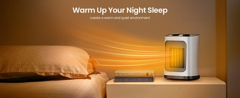 Kismile Portable Electric Space Heater, Small Ceramic Heater Fan with Thermostat, Tip-Over and Overheat Protection,Fast Heating for Home/Office,1500W(White)