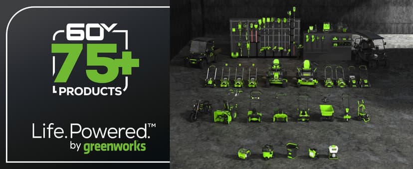 Greenworks 60V 21” Cordless (Push) Lawn Mower (LED Lights + Aluminum Handles), 5.0Ah Battery and Rapid Charger