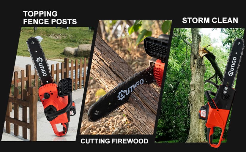 Cordless Electric Chainsaw, 1000W Brushless Chainsaw 12-Inch with 2×21V Batteries, 2 Replacement Chains & 1 Guide Bars & Charger, Bettery Electric Chainsaw Suit for Wood Cutting Trimming Branch