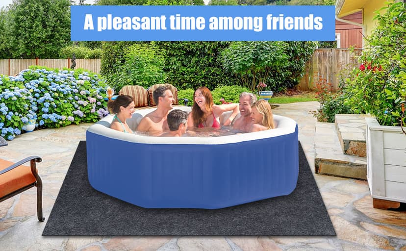 80 * 80 inch Inflatable Hot Tub Mat, Outdoor Indoor, Waterproof Slip-Proof Backing, Absorbent Spa Pool Ground Base Flooring Protector for Hot Tub