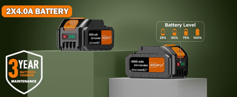 12-Inch Cordless String Trimmer & Edger, (2 x 21V 4.0Ah Electric Brush Cutter Battery Powered), with Auxiliary Bracket, Side Ball, 90° Rotary Head, Telescopic Handle, 3 Cutting Methods(WEG21T)