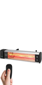 SereneLife Infrared Patio Heater, Electric Patio Heater for Indoor/Outdoor Use, Portable Stand Heater with Remote Control, 1500 W, for Restaurant, Patio, Backyard, Garage, Decks (Black)