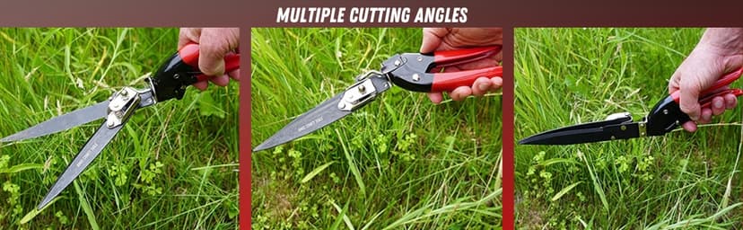 Kings County Tools Grass Trimming Shears | 5-1/4” Steel Blades | Rotating Handle for Angled Cuts | Strong Spring Mechanism | Simple & Secure Safety Lock | Made in Italy