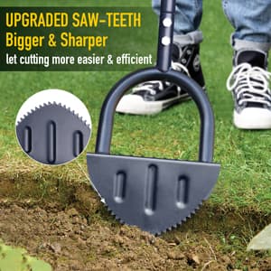 Colwelt Saw-Tooth Edger Lawn Tool, Half Moon Lawn Edger with T-Grip, Sidewalk Grass Long Handled Step Edger, 38-Inch