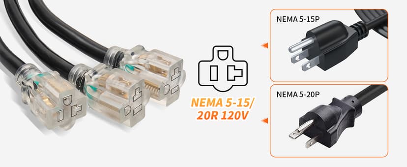 MECMO Shore Power NEMA L5-30P to 3X 5-15R/5-20R RV Generator Adapter Marine 30 Amp to 110 15 Amp Household Regular Connector, 30A 3 Prong Locking Generator Male L5-30P to 5-15R 5-20R 3-Way Female