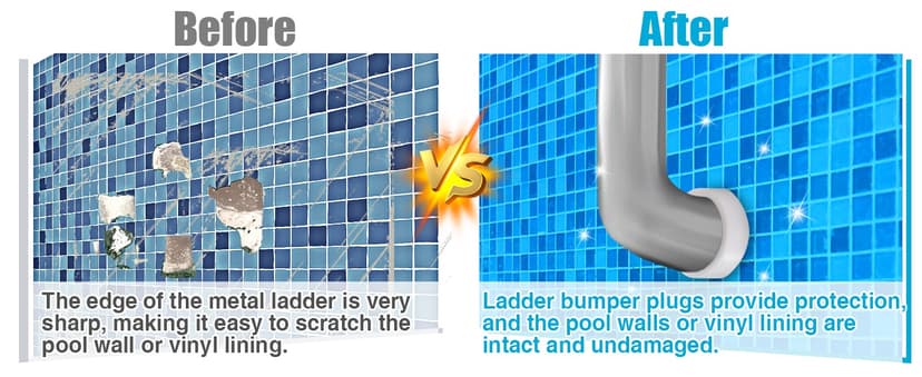 Pool Ladder Bumpers for Inground Pool - 4Packs Inside Plug Caps fit 1.9" Standard Steps Tubing, Rubber Foot Cover Protect Swimming Pool Liner