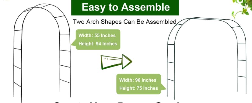 Metal Pergola Arbor, Outdoor Flower Garden Arch Trellis, Steel Garden Arbor for Climbing Plants, Wedding Decoration, 7'8" H x 4'5" W