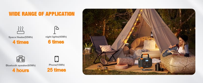 Portable Power Station 300W (Peak 600W), GRECELL 288Wh Solar Generator with 60W USB-C PD Output, 110V Pure Sine Wave AC Outlet Backup Lithium Battery for Outdoors Camping Travel Hunting Home Blackout