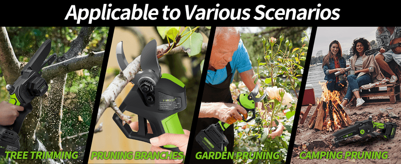 4-in-1 Pole Saw & Electric Pruning Shears, 8 Inch Pole Saws for Tree Trimming, Cordless Pruning Shears with 15ft Max Extension Pole, 2 * 4.0Ah Battery Powered Pole Saw Pole Pruner for Garden