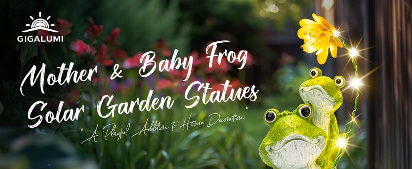 GIGALUMI Solar Garden Statues Loving Frog Garden Decor Figurine Lights for Outside, Yard Decorations Outdoor Patio Decor, Gardening Gifts for Women