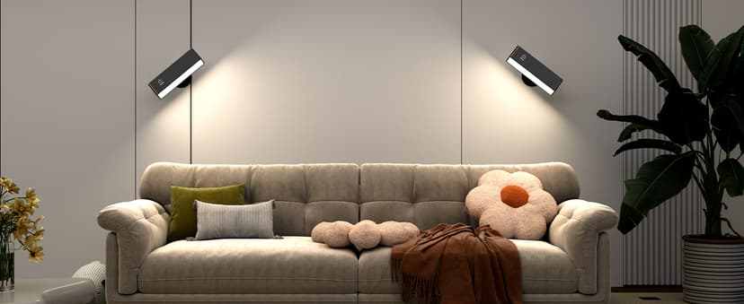 Honalia Adhesive Wall Lights for Bedroom 2 Pack, Rechargeable Wall Lights with Magnetic & Dimmable, 360 Rotation Cordless Wall Sconce, Peel and Stick Lights for Wall Bedside, Reading