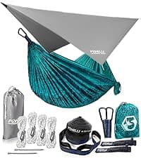 Foxelli XL Hammock Straps - Extra Long 20FT Heavy Duty No-Stretch Suspension System, 40+2 Loops, 2000 LBS Capacity, for Indoor/Outdoor Use – Set of 2 Straps & Carry Bag