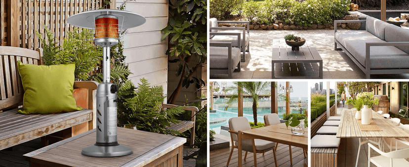 Magshion Portable Tabletop Patio Heater, 11,000 Btu Outdoor Heaters Stainless Steel Outside Gas Heater with Safety Tilt Switch and Burner Screen Guard for Commercial and Residential (Silver)