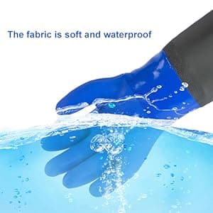 Haiou PVC Chemical Resistant, Long Rubber, Heavy Duty Waterproof Gloves for Chemical and Acid Work, 25 inches, Large-(Blue)