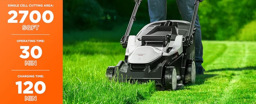 Litheli 40V (2 x 20V) 16" Electric Lawn Mower Cordless, Walk Behind Lawn Mower with 6-Height Adjust, Portable & Lightweight Push Battery Powered Lawn Mower (2 * 4.0AH Batteries Included)