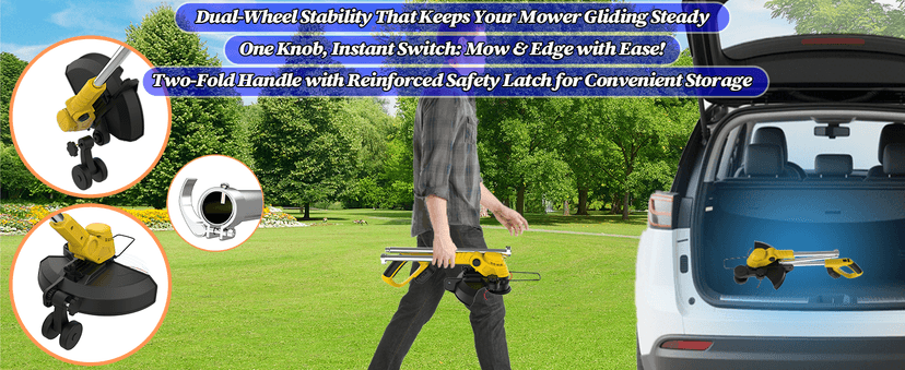 Brushless Motor Metal Blade & Dual-Line Bump-Feed Cordless Weed Wacker with Battery and Charger, Edger Lawn Tool, for Petite Yards and Residential Lawns