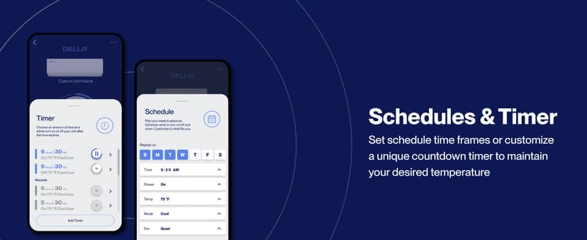 DELLA Vario 12000 BTU Mini Split Air Conditioner Work with Alexa 19 SEER2 Cools Up to 550 Sq.Ft Energy Efficient Ductless Inverter System, Heat Pump Pre-Charged and 16.4ft Installation Kits