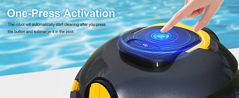 Y20 Cordless Robotic Pool Cleaner, Automatic Pool Vacuum, 90 Mins Runtime, Auto-Parking, Lightweight, Powerful Robot for Above/Inground Pool up to 1100 Sq.Ft (Black-Orange)
