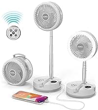 40000mAh Battery Operated Camping Fan, Rechargeable High Velocity Floor Fan, Auto Oscillation Remote Control Timer - Cordless Outdoor Fan for Car Travel RV Camp Garage Patio Hurricane Emergency