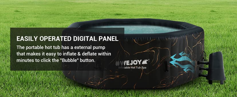 #WEJOY Portable Hot Tub61X61X25 Inch Air Jet Spa 2-4 Person Inflatable Octagon Outdoor Heated Hot Tub Spa with 120 Bubble Jets