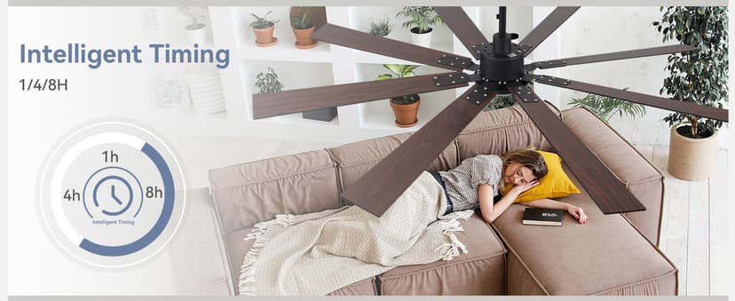 72 inch Large Ceiling Fans with Lights and Remote, Indoor/Outdoor Black Modern Ceiling Fan for Kitchen Living Room Patio, 6 Speed Reversible Quiet DC Motor, 3 CCT, Dual Finish 8 Blades