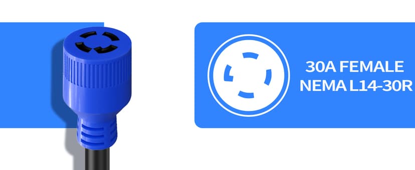 4 Prong 30 Amp 10 Foot Generator Extension Cord, NEMA L14-30P/L14-30R, 125/250V Up to 7500W 10 Gauge SJTW Generator Cord, ETL Listed