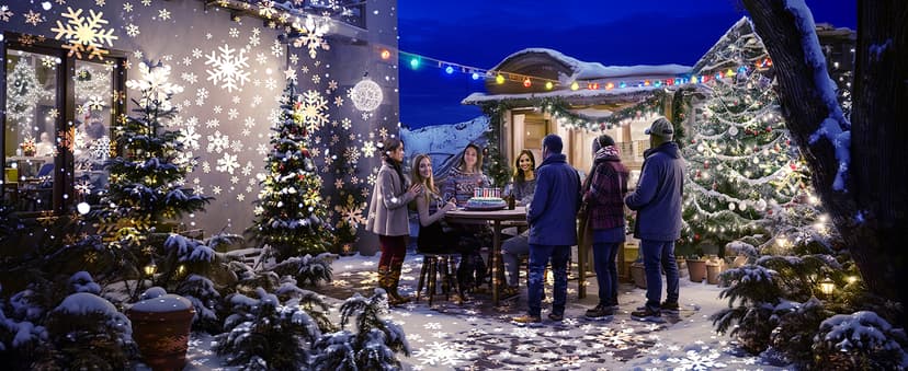 Christmas Projector Lights Outdoor, Clearer Snowflake Projector Lights IP65 Waterproof, LED Rotating Snowfall Decor Lamp for Xmas Holiday Wedding Indoor Party New Year Garden Decorations
