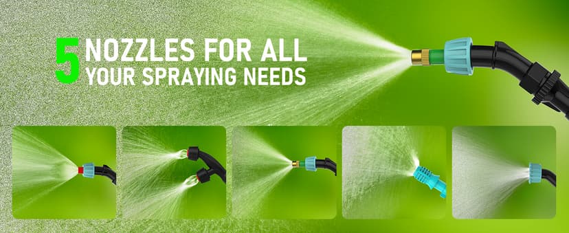 Battery Powered Garden Sprayer 2 Gallon, Electric Backpack Sprayer, Weed Yard Lawn Sprayer with 5 Mist Nozzles & Retractable Wand & Adjustable Strap for Lawn, Garden, Yard