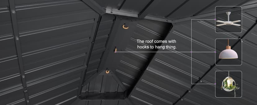 PURPLE LEAF 10' X 12' Permanent Hardtop Gazebo Aluminum Gazebo with Galvanized Steel Double Roof for Patio Lawn and Garden, Curtains and Netting Included, Grey