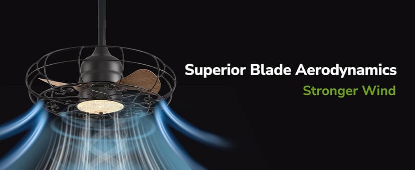 Orison Outdoor Ceiling Fans with Light, 21'' Wet Rated Outdoor Hanging Fan for Gazebo, Plug in Caged Lighting for Pergola Canopy, Hanging with Hook, 3 Color LED Light, Waterproof