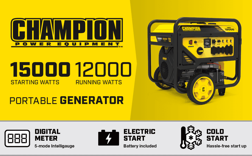 Champion Power Equipment 15,000-Watt MKE Series Portable Generator with Electric Start and CO Shield