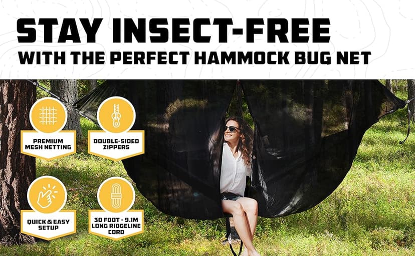 Wise Owl Outfitters Hammock Bug Net - The SnugNet Mosquito Net for Hammocks - Premium Quality, Waterproof, Mesh Hammock Netting w/Double-Sided Zipper - Essential Camping Gear