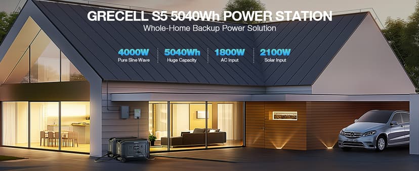 Expandable 10.08kWh Solar Generator Kit, Portable Power Station 4000W w/Smart Extra Expansion Battery 5040Wh LifePo4 Home Battery Backup Power Supply for Blackout, Outdoor Camping, RV, Emergency