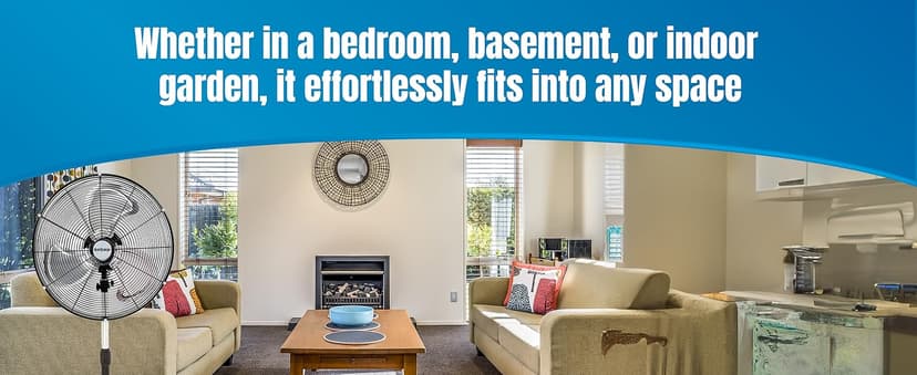 Hurricane Pro High-Velocity Oscillating Metal Stand Fan w/ 3-Speed Setting, 20" - Heavy-Duty Cooling Pedestal Unit w/ 4500 CFM, Adjustable Tilt & Height for Home, Garage, Gym & Workshop