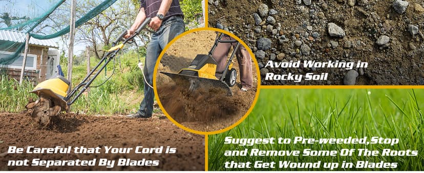 EVEAGE 18-Inch 13.5AMP Rototiller for Garden Corded Electric Tiller Machine 4'' - 8'' Farm Tilling Depth, Foldable Handle 6x4 Tines with Adjustable Wheels