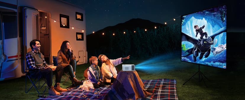 FUDONI Projector with WiFi and Bluetooth, Outdoor Portable 4K Support Projector 18000L HD 1080P Max 300" Display Zoom, Movie Video Home Theater Projector Compatible w/HDMI/USB/Phone/Laptop/TV Stick
