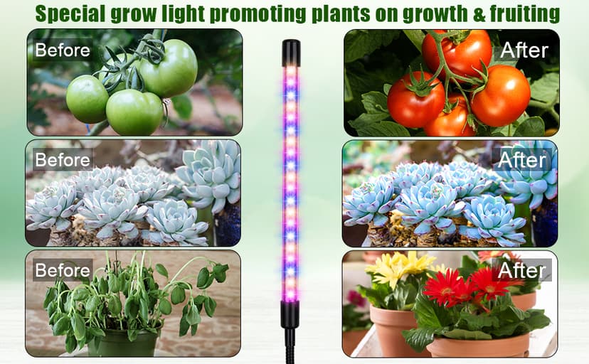 KEELIXIN Grow Lights for Indoor Plants,5 Heads Red Blue White Full Spectrum Plant Light with 15-60" Adjustable Tripod Stand, Indoor Grow Lamp with Remote Control and Auto On/Off Timer Function