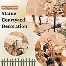 Handmade Metal Drummer Windmill, Drummer Windmill Garden Decoration, Percussionist Music Figurines,Fun Wind-Powered Sculpture Home Decor
