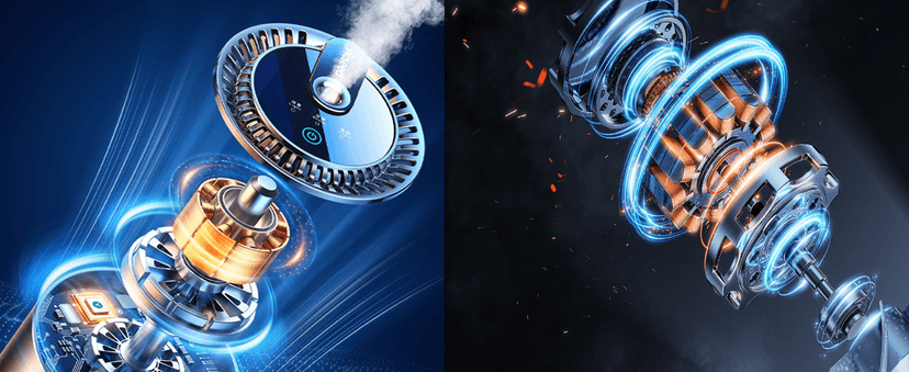 Bladeless Heater and Fan Combo, 1400 Watt Heater Fan and 40 Watt Cold Fan, 80° Oscillating Fan, All the Season Use, Remote and Touch Control, Floor Tower fan, Office Room, Bedroom, Blue White