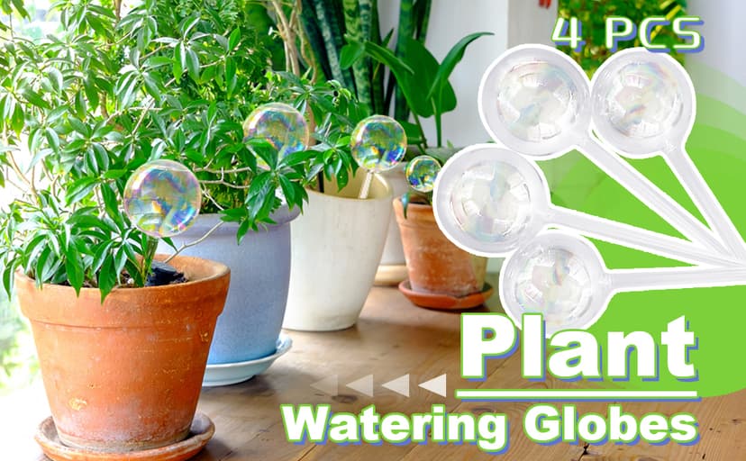 4 Pcs Plant Watering Globes,Rainbow Gradient Glass Watering Devices,Self Watering Planter Insert Plant Accessories for Indoor,Outdoor,Flowerpot,Hanging Plants,Home Garden,8.7" L×2.8" D