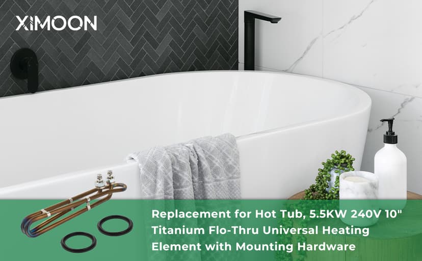 5.5KW 240V Titanium Flo-Thru Universal Heating Element, Hot Tub Heater Element with Mounting Hardware Replacement for Balboa Spa Heater Element, Applicable in Spas Electric Heaters Or Swimming Pools