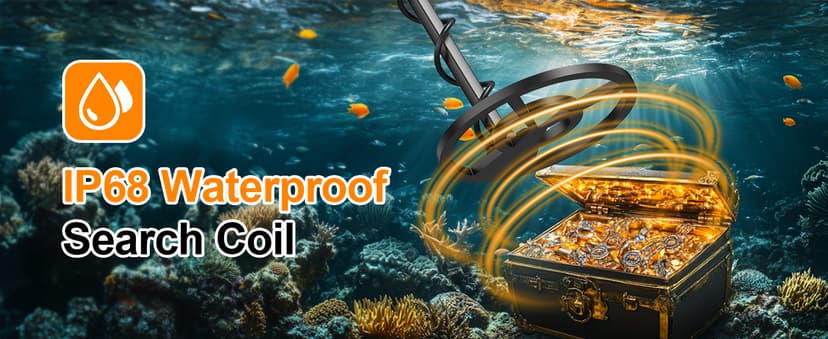 OMMO Metal Detector for Adults & Kids, 10" IP68 Waterproof Gold Detector with 6 Modes, Adjustable Stem & Headphones - 1800mAh USB C Rechargeable for Beach, Parks & Underwater Treasure Hunting