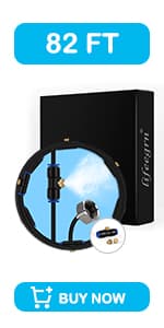 lifeegrn Misting Cooling System, Outdoor Misting System for Patio, 40 FT Misting Line+10 Mist Nozzles+3/4" Brass Adapter,Outdoor Mister System for Patio Garden Trampoline Greenhouse