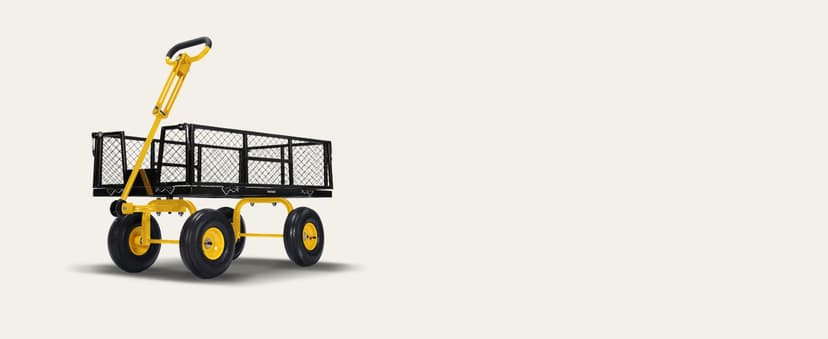 VIVOHOME Garden Cart Steel Heavy Duty 900 LBS Yard and Garden Wagon with 10 inch Tire and Handle Attach to ATV or Tractor Black