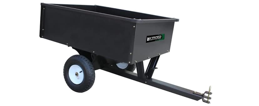 Yard Commander - 400LB Heavy Duty Tow Behind ATV Trailer Steel Dump Cart - 10-Cubic Feet Capacity - Garden Utility Trailer - Trailers with Removable Tailgate for Riding Lawn Mower Tractor