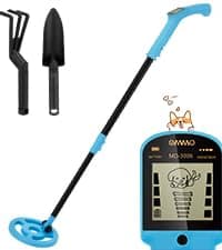 OMMO Metal Detector, Rechargeable Built-in Battery Kids Metal Detector with Funny LCD Display, Adjustable Metal Detectors for Kids with Waterproof Search Coil USB Cable for Detecting Treasure