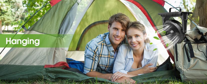 Ausic 9L Bucket Portable Misting Fan for Outdoors Patios, 20000mAh Rechargeable Battery Operated Camping Fan, 3 Strong Winds, 3 Large Spray Outlets, for Fishing/Travel/Garden Party/Golf/Tent/Office