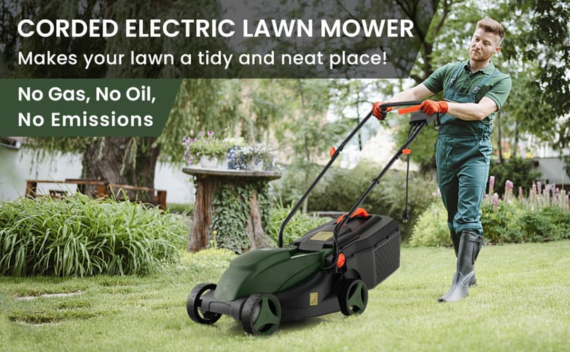 Goplus Lawn Mower, Electric Lawn Mowers with Grass Collection Box, 10 AMP Motor, 13" Cutting Deck, 3 Adjustable Cutting Positions, Walk-Behind Small Corded Lawnmower for Garden Farm Yard