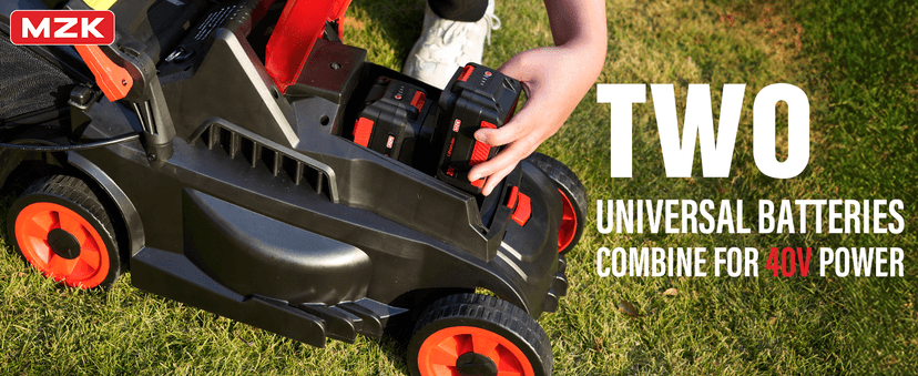 MZK 40V(2 x 20V) 13”Cordless Electric Lawn Mower,with 4-Position Height Adjustment,Compact and Lightweight Push Battery Powered Lawn Mower (2 * 4AH Batteries)